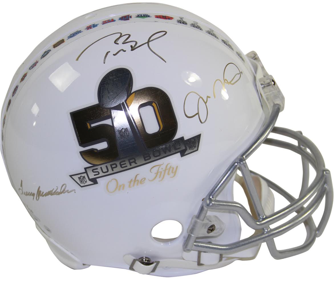 Multi-Signed LE "Super Bowl on The 50" Full-Size Authentic Proline Helmet with (3) Signatures Including Tom Brady, Joe Montana & Terry Bradshaw (Steiner COA) at PristineAuction.com Multi-Signed LE "Super Bowl on The 50" Full-Size Authentic Proline Helmet with (3) Signatures Including Tom Brady, Joe Montana & Terry Bradshaw (Steiner COA) at PristineAuction.com