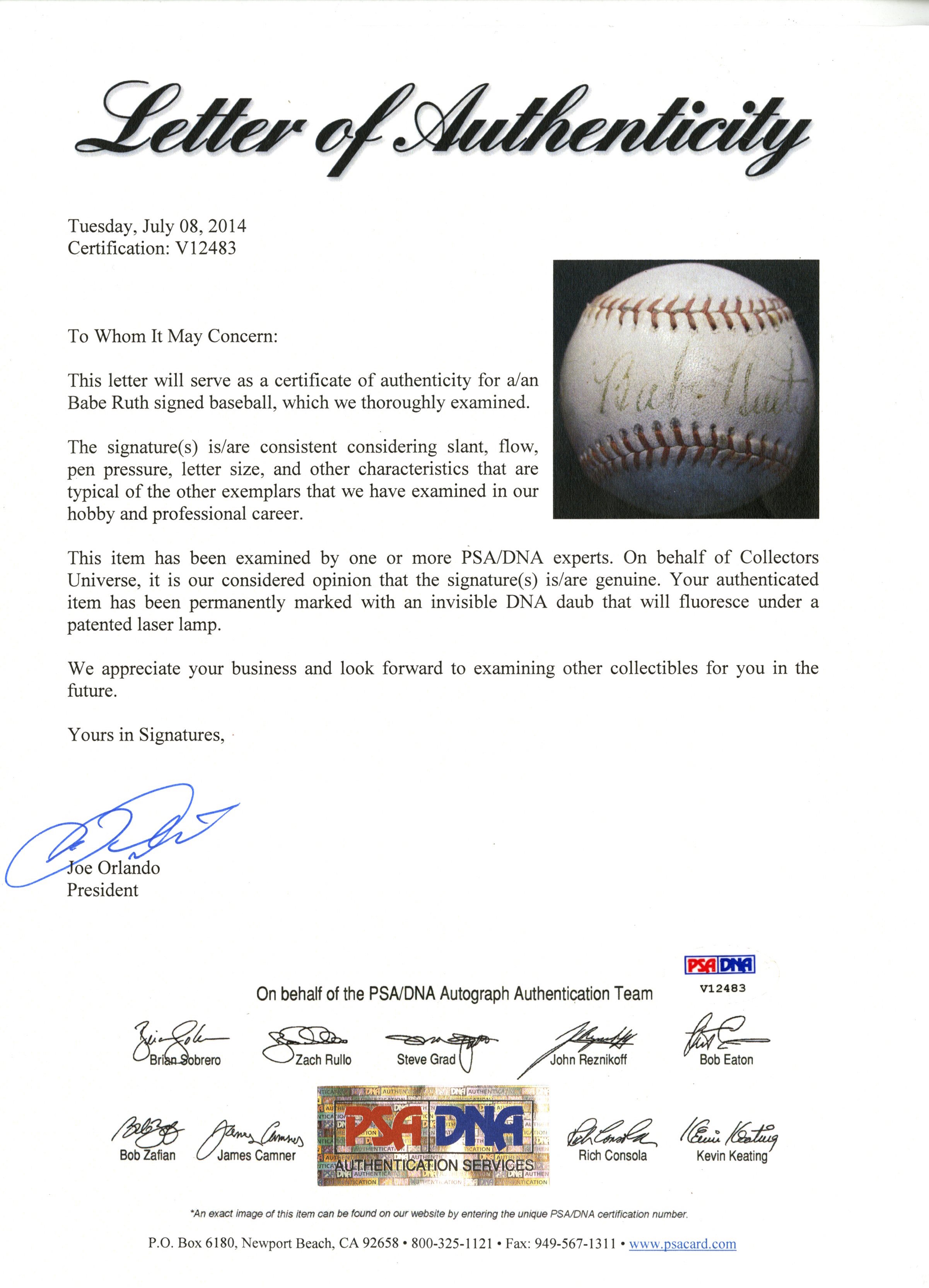 Babe Ruth Signed OAL Harridge Baseball (PSA LOA) at PristineAuction.com Babe Ruth Signed OAL Harridge Baseball (PSA LOA) at PristineAuction.com