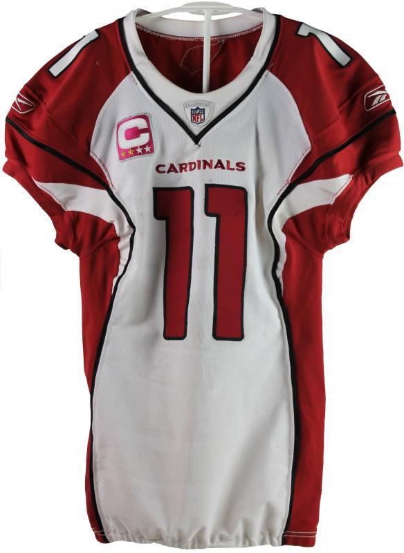 Larry Fitzgerald Signed 2010 Game-Used Cardinals Authentic Reebok Jersey Inscribed "Game Worn" (PSA COA) at PristineAuction.com Larry Fitzgerald Signed 2010 Game-Used Cardinals Authentic Reebok Jersey Inscribed "Game Worn" (PSA COA) at PristineAuction.com