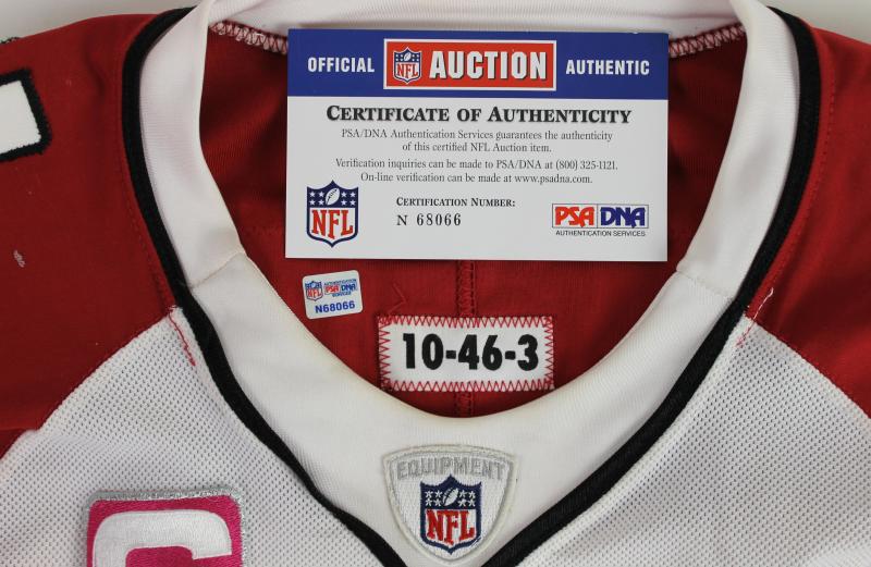 Larry Fitzgerald Signed 2010 Game-Used Cardinals Authentic Reebok Jersey Inscribed "Game Worn" (PSA COA) at PristineAuction.com Larry Fitzgerald Signed 2010 Game-Used Cardinals Authentic Reebok Jersey Inscribed "Game Worn" (PSA COA) at PristineAuction.com