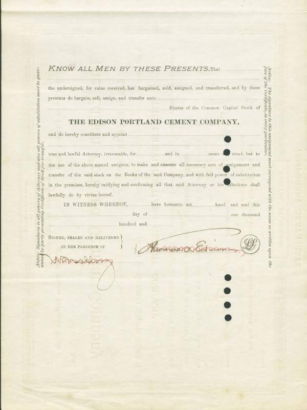 Thomas Edison Signed Authentic 1899 Original Stock Certificate (PSA LOA) at PristineAuction.com Thomas Edison Signed Authentic 1899 Original Stock Certificate (PSA LOA) at PristineAuction.com