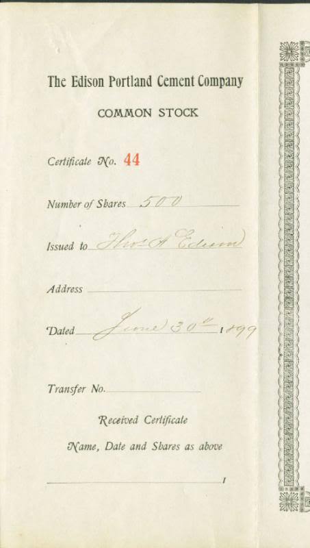 Thomas Edison Signed Authentic 1899 Original Stock Certificate (PSA LOA) at PristineAuction.com Thomas Edison Signed Authentic 1899 Original Stock Certificate (PSA LOA) at PristineAuction.com