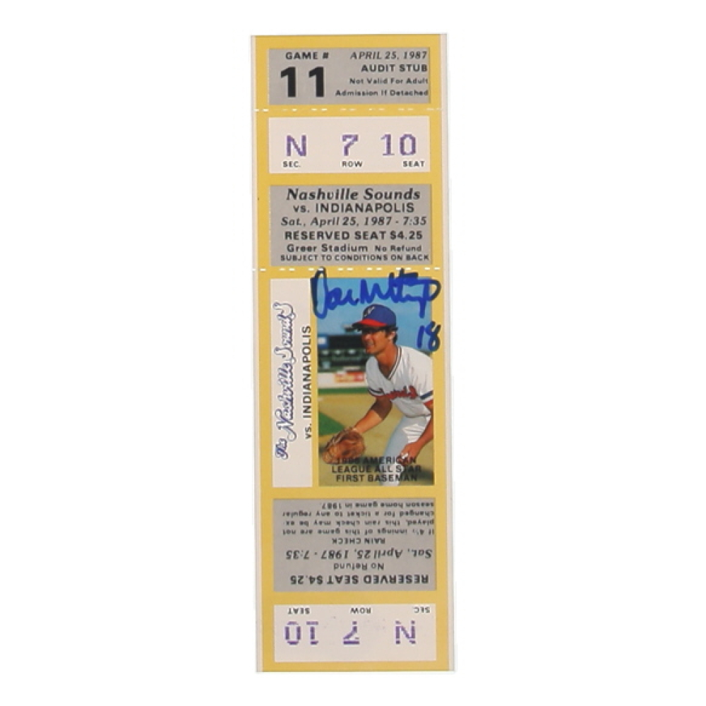 Don Mattingly Signed 1987 Nashville Sounds vs. Indianapolis Indians Game Ticket (Beckett) at PristineAuction.com
