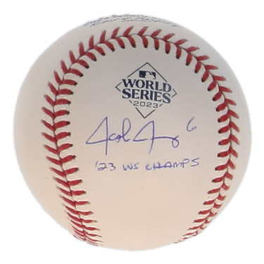 Josh Jung Signed 2023 World Series Baseball Inscribed "'23 WS Champs" (Beckett) at PristineAuction.com Josh Jung Signed 2023 World Series Baseball Inscribed "'23 WS Champs" (Beckett) at PristineAuction.com