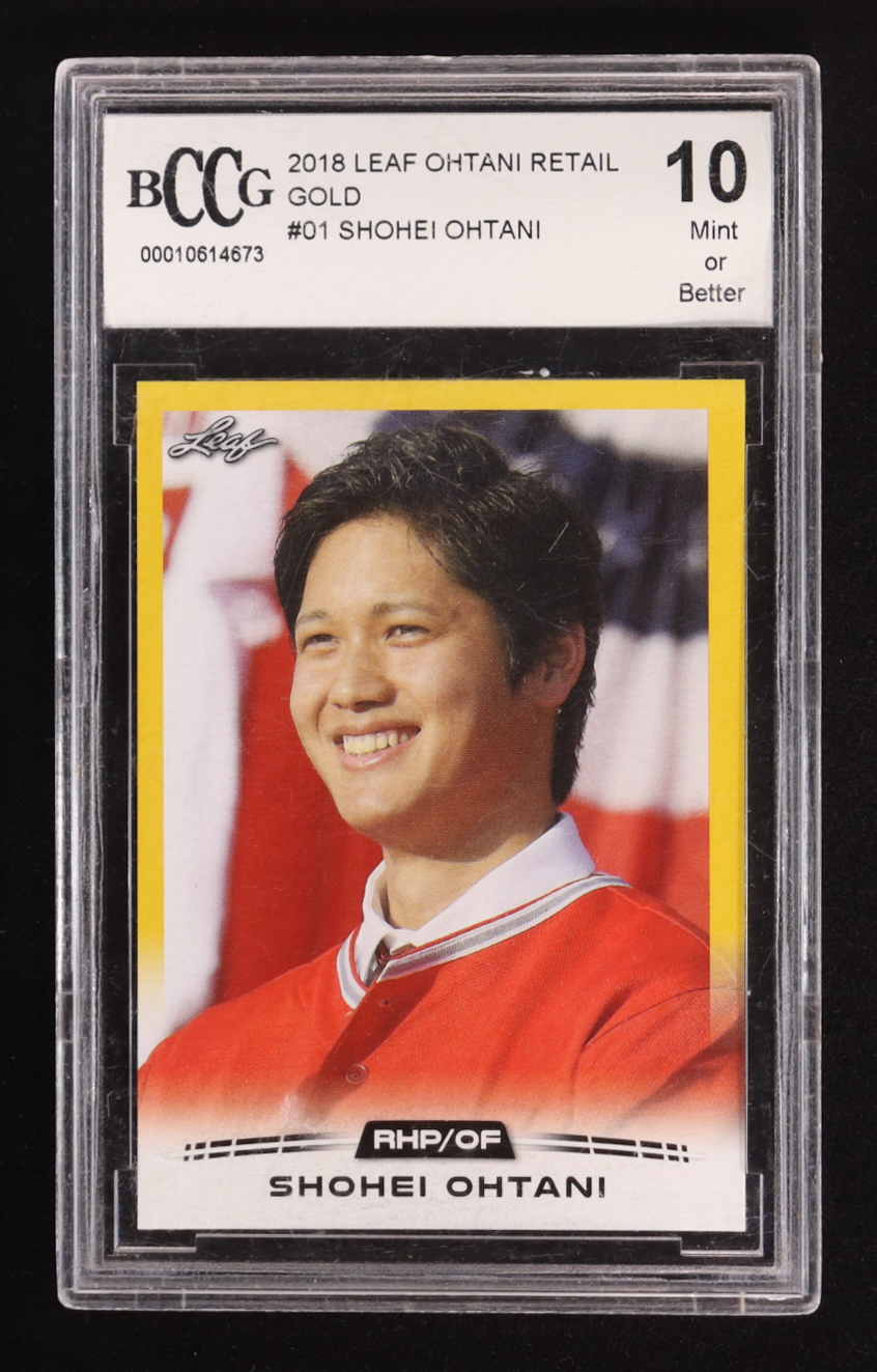 Shohei Ohtani 2018 Leaf Ohtani Retail Gold #01 RC (BCCG 10) at PristineAuction.com Shohei Ohtani 2018 Leaf Ohtani Retail Gold #01 RC (BCCG 10) at PristineAuction.com