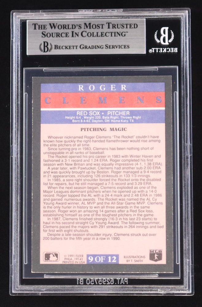 Roger Clemens 1991 Fleer Pro-Visions #9 (Beckett 8) at PristineAuction.com Roger Clemens 1991 Fleer Pro-Visions #9 (Beckett 8) at PristineAuction.com