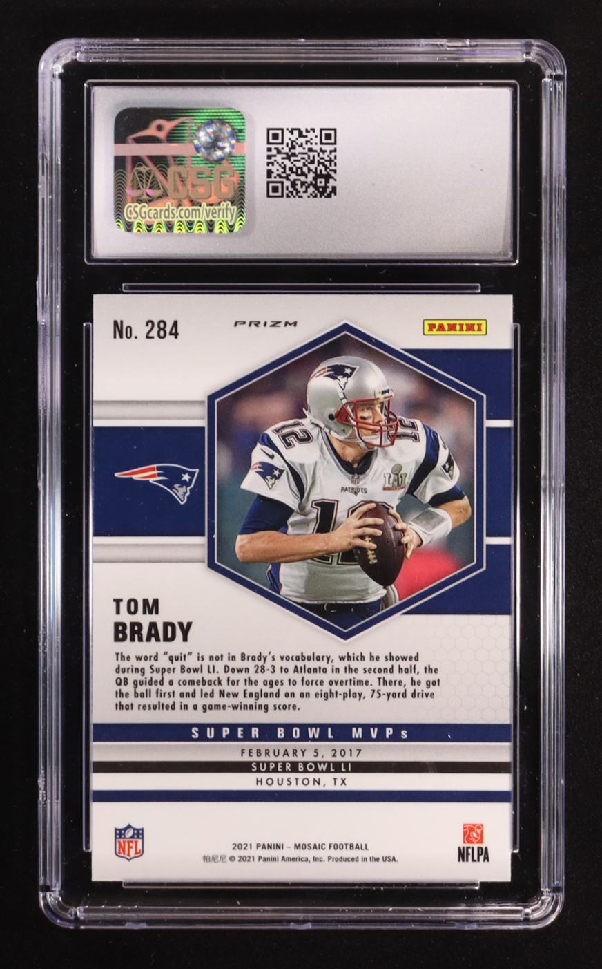 Tom Brady 2021 Panini Mosaic Mosaic #284 MVP (CSG 9.5) at PristineAuction.com Tom Brady 2021 Panini Mosaic Mosaic #284 MVP (CSG 9.5) at PristineAuction.com