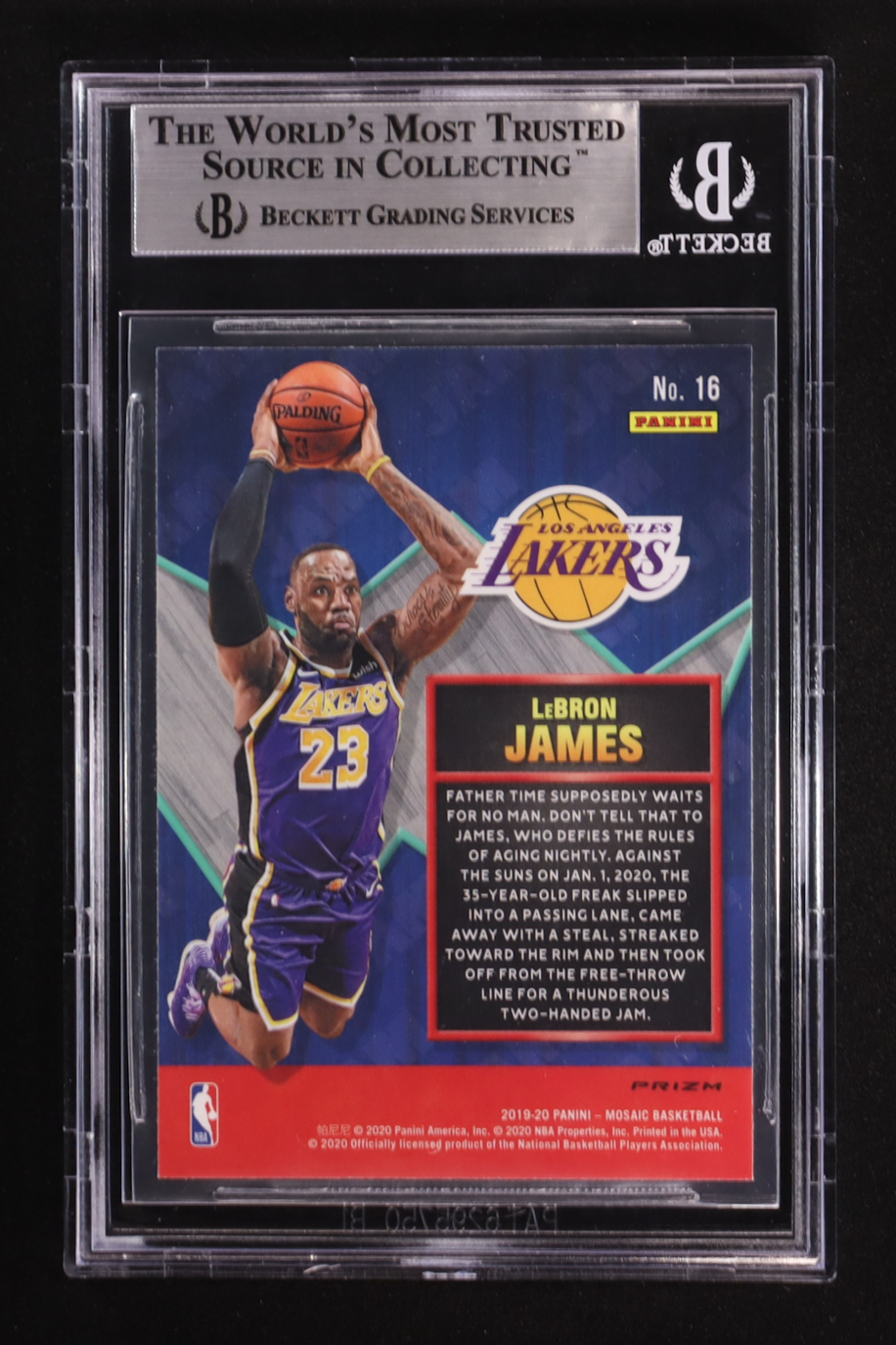 LeBron James 2019-20 Panini Mosaic Jam Masters Mosaic Green #16 (BGS 9) at PristineAuction.com LeBron James 2019-20 Panini Mosaic Jam Masters Mosaic Green #16 (BGS 9) at PristineAuction.com