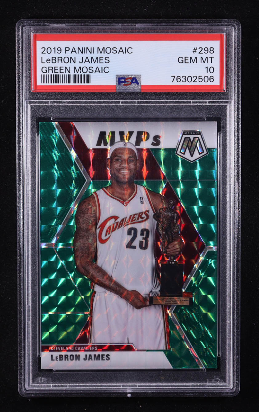LeBron James 2019-20 Panini Mosaic Mosaic Green #298 MVP (PSA 10) at PristineAuction.com LeBron James 2019-20 Panini Mosaic Mosaic Green #298 MVP (PSA 10) at PristineAuction.com