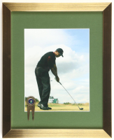 Tiger Woods Custom Framed Photo Display with Andrew's Course Vintage Divot Tool at PristineAuction.com