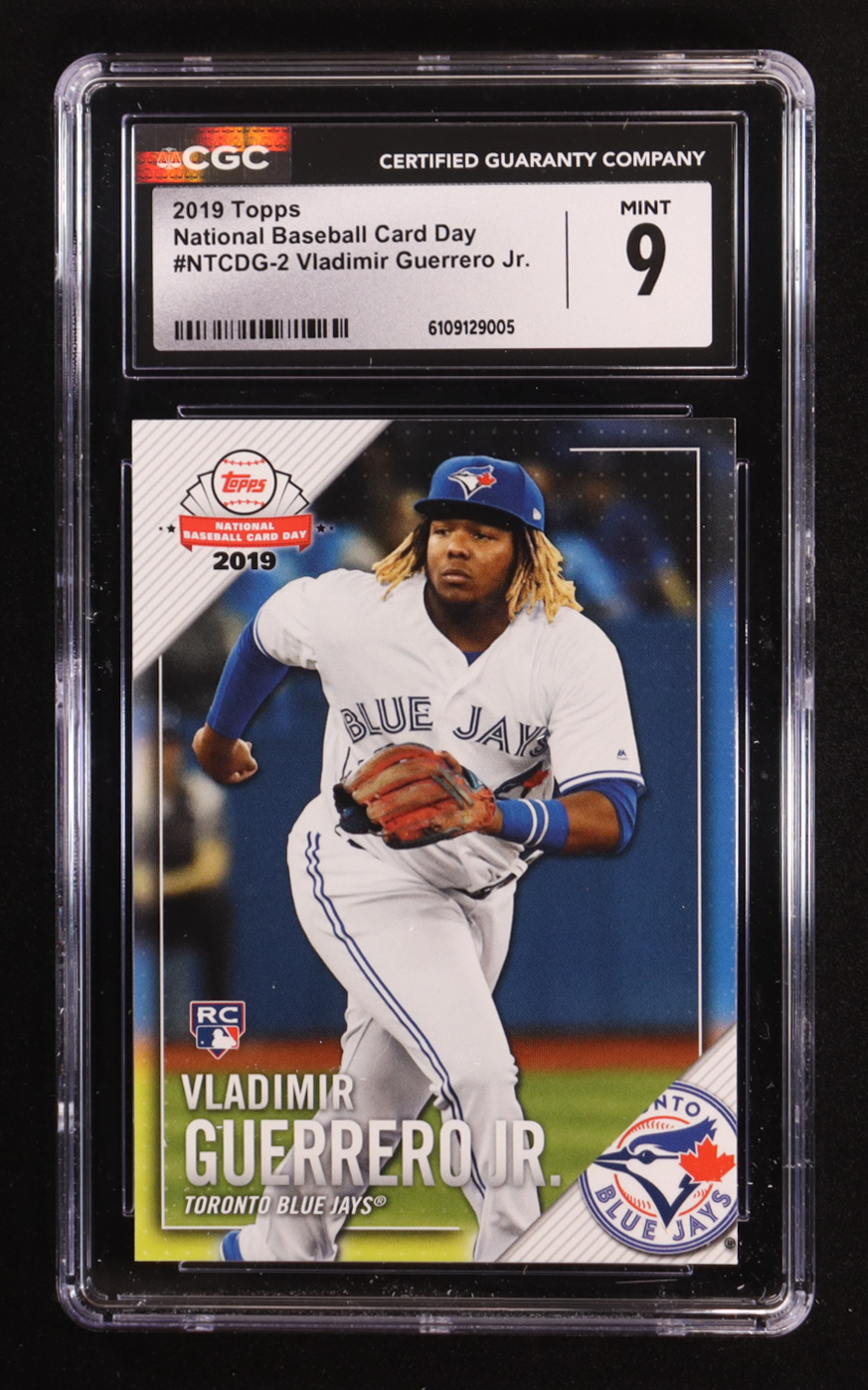 Vladimir Guerrero Jr. 2019 Topps National Baseball Card Day #NTCDG-2 RC (CGC 9) at PristineAuction.com Vladimir Guerrero Jr. 2019 Topps National Baseball Card Day #NTCDG-2 RC (CGC 9) at PristineAuction.com