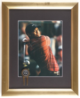 Tiger Woods Custom Framed Photo Display with 2012 Olympic Club Divot Tool at PristineAuction.com