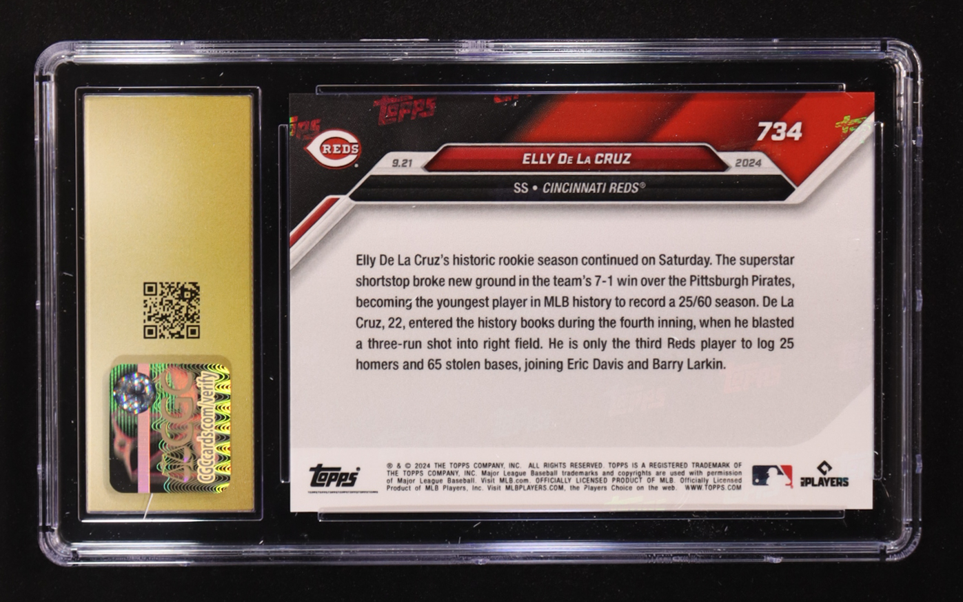 Elly De La Cruz 2024 Topps Now #734 RC (CGC | Black Label Pristine 10) at PristineAuction.com Elly De La Cruz 2024 Topps Now #734 RC (CGC | Black Label Pristine 10) at PristineAuction.com