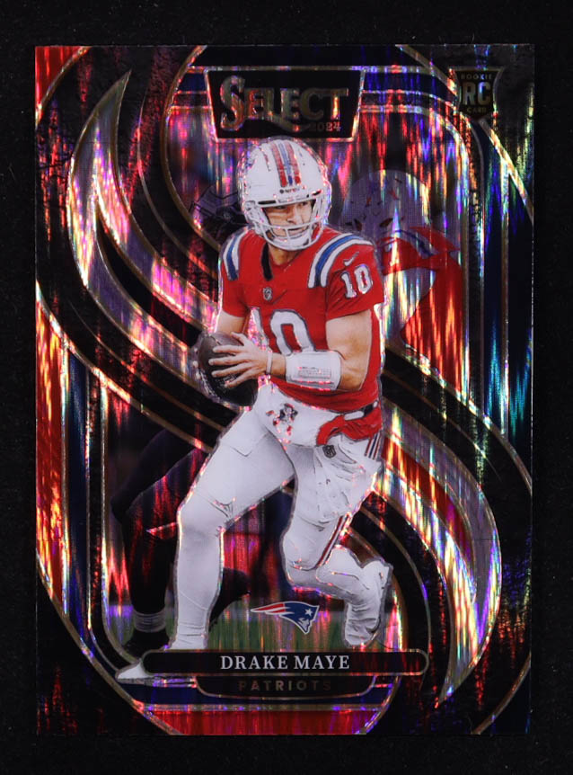 Drake Maye 2024 Select Prizm Black and Red Shock #113 RC at PristineAuction.com Drake Maye 2024 Select Prizm Black and Red Shock #113 RC at PristineAuction.com