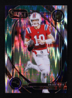 Drake Maye 2024 Select Prizm Black and Green Shock #218 RC at PristineAuction.com