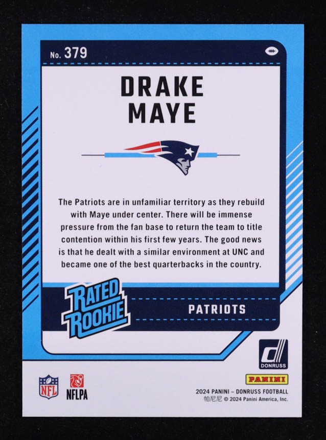 Drake Maye 2024 Select #379 RC at PristineAuction.com Drake Maye 2024 Select #379 RC at PristineAuction.com