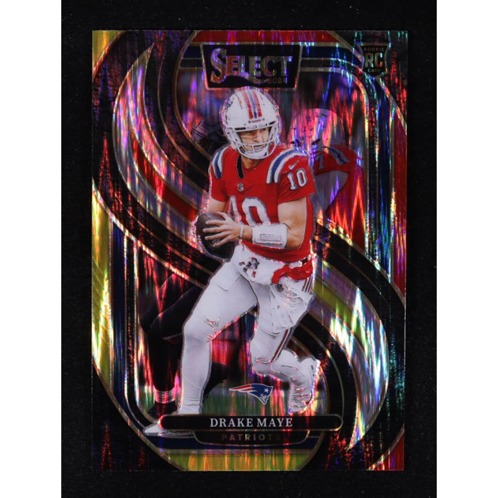 Drake Maye 2024 Select Prizm Red and Yellow Shock #113 RC at PristineAuction.com