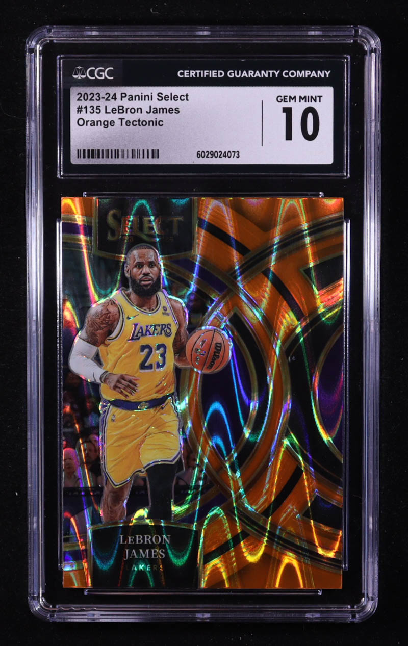 LeBron James 2023-24 Select Prizms Orange Tectonic #135 (CGC 10) at PristineAuction.com LeBron James 2023-24 Select Prizms Orange Tectonic #135 (CGC 10) at PristineAuction.com