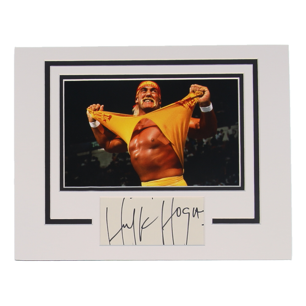 Hulk Hogan Signed WWE Custom Matted Cut Display (ACOA) at PristineAuction.com Hulk Hogan Signed WWE Custom Matted Cut Display (ACOA) at PristineAuction.com