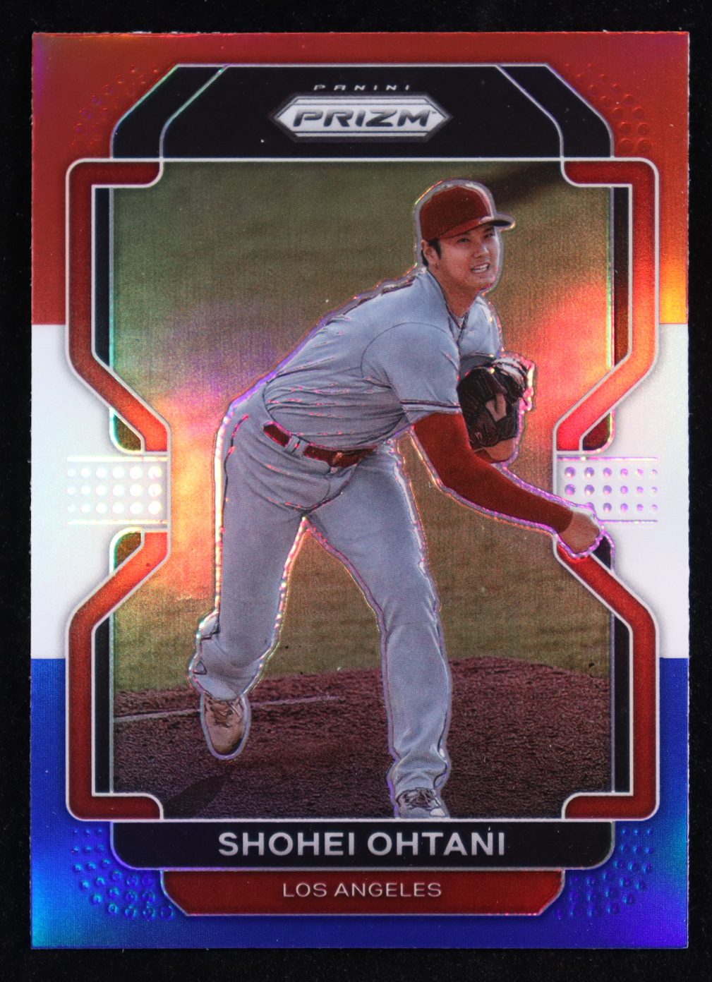Shohei Ohtani 2022 Panini Prizm Prizms Red White and Blue #41 at PristineAuction.com Shohei Ohtani 2022 Panini Prizm Prizms Red White and Blue #41 at PristineAuction.com