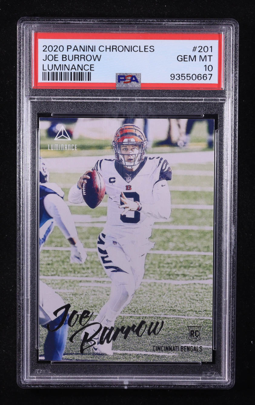 Joe Burrow 2020 Panini Luminance #201 RC / CHRONICLES (PSA 10) at PristineAuction.com Joe Burrow 2020 Panini Luminance #201 RC / CHRONICLES (PSA 10) at PristineAuction.com