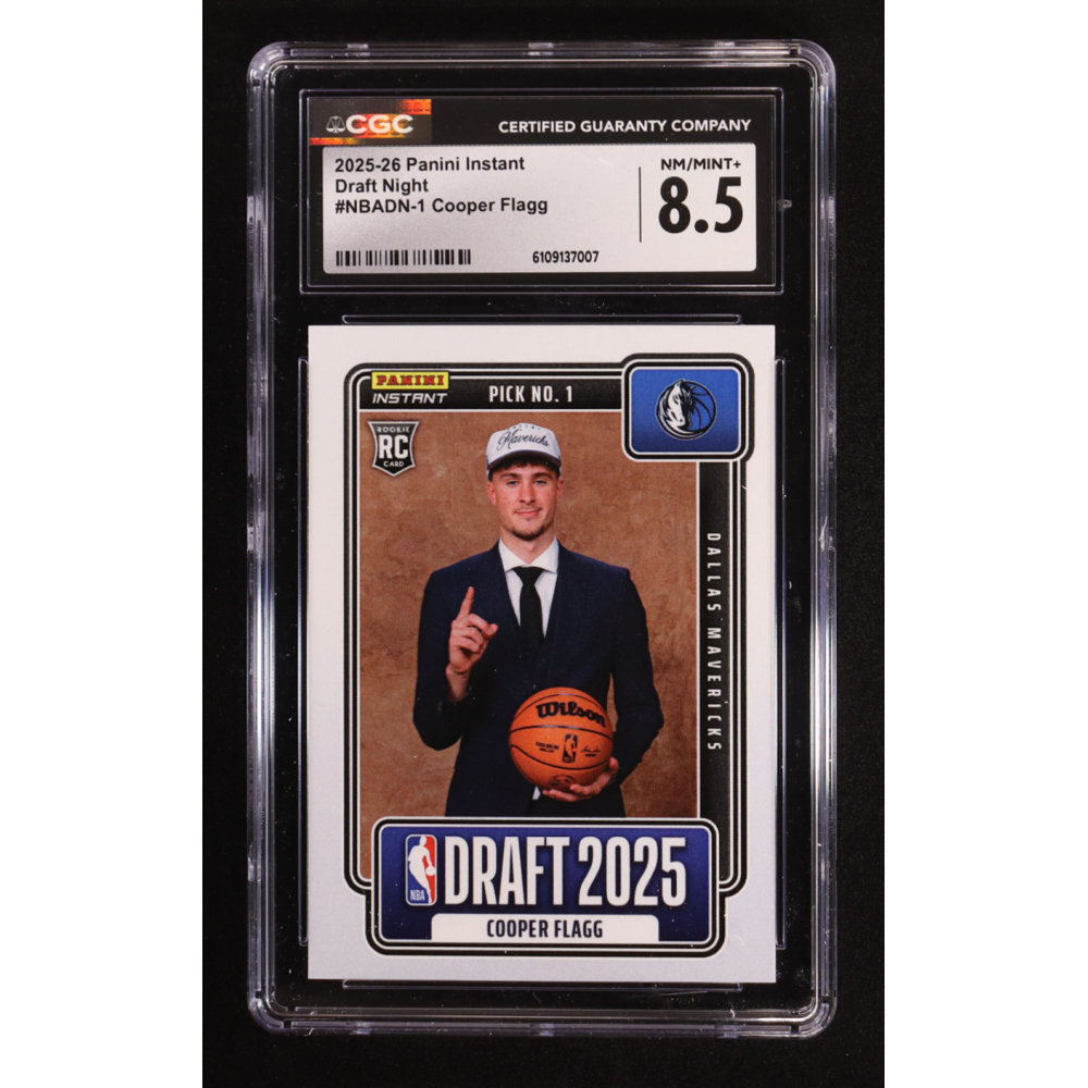 Cooper Flagg 2025-26 Panini Instant Draft Night #NBADN-1 RC #1/68380 (CGC 8.5) at PristineAuction.com