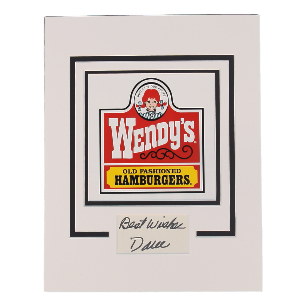 Dave Thomas Signed "Wendy's" Custom Matted Cut Display Inscribed "Best Wishes" (ACOA) at PristineAuction.com Dave Thomas Signed "Wendy's" Custom Matted Cut Display Inscribed "Best Wishes" (ACOA) at PristineAuction.com