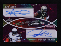 Alvin Kamara / LaDainian Tomlinson 2025 Leaf Vivid Colorful Combos Purple Laser #CC2 #2/7 at PristineAuction.com