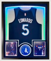 Anthony Edwards Signed Timberwolves Custom Framed LED Jersey Display (Fanatics) at PristineAuction.com