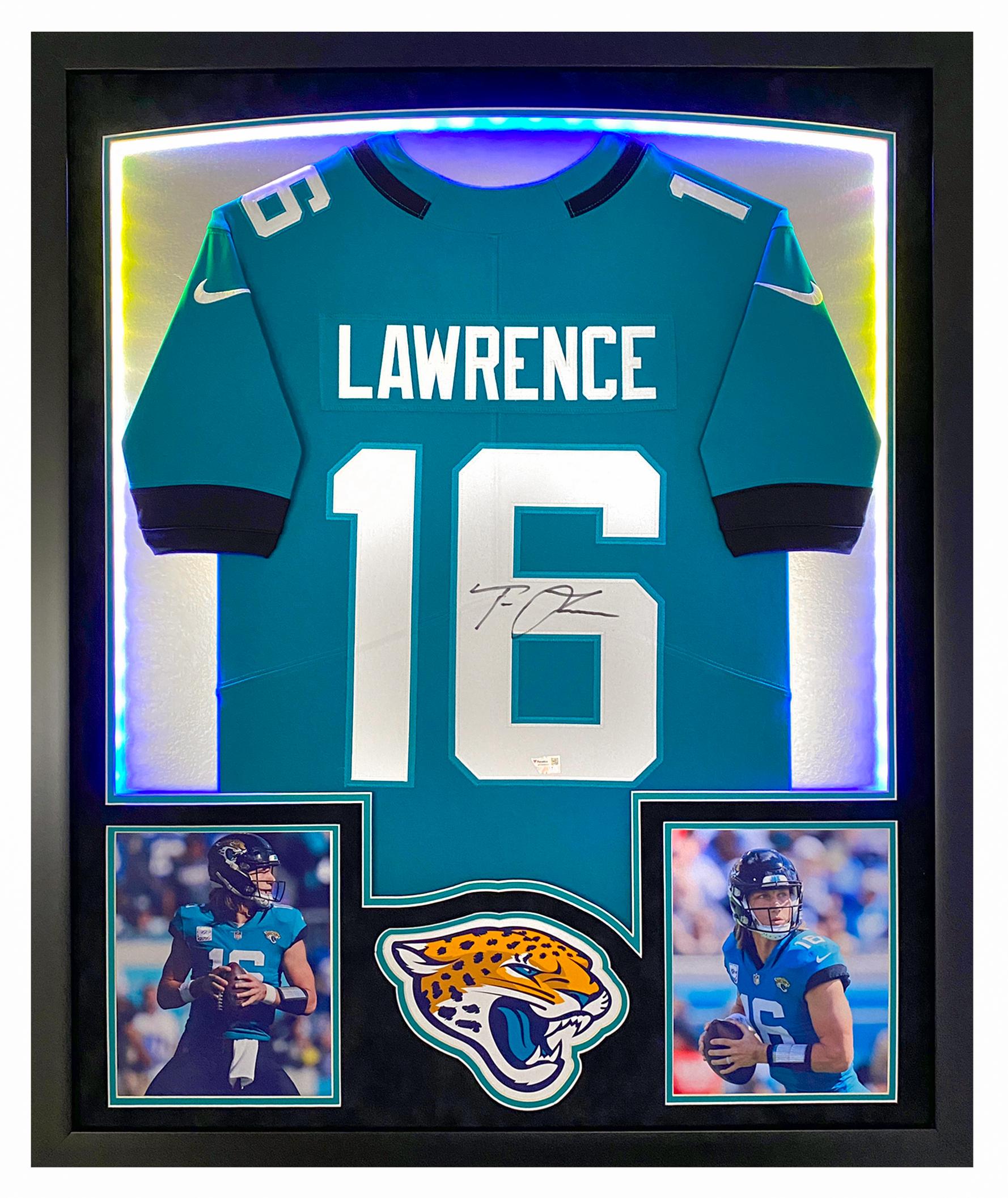 Trevor Lawrence Signed Jaguars Custom Framed LED Jersey Display (Fanatics) at PristineAuction.com Trevor Lawrence Signed Jaguars Custom Framed LED Jersey Display (Fanatics) at PristineAuction.com