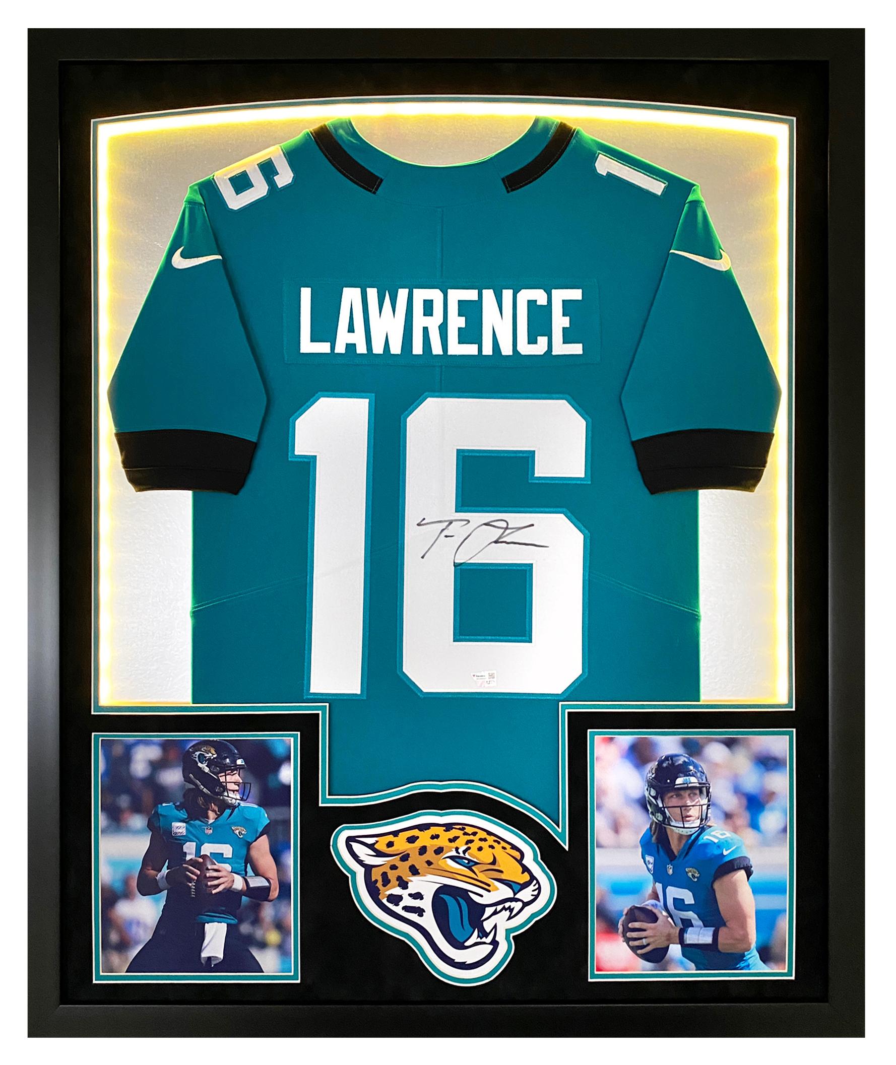 Trevor Lawrence Signed Jaguars Custom Framed LED Jersey Display (Fanatics) at PristineAuction.com Trevor Lawrence Signed Jaguars Custom Framed LED Jersey Display (Fanatics) at PristineAuction.com