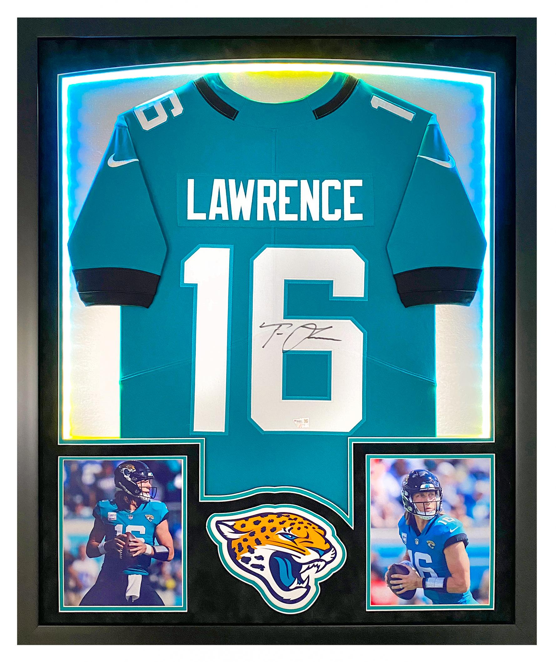 Trevor Lawrence Signed Jaguars Custom Framed LED Jersey Display (Fanatics) at PristineAuction.com Trevor Lawrence Signed Jaguars Custom Framed LED Jersey Display (Fanatics) at PristineAuction.com