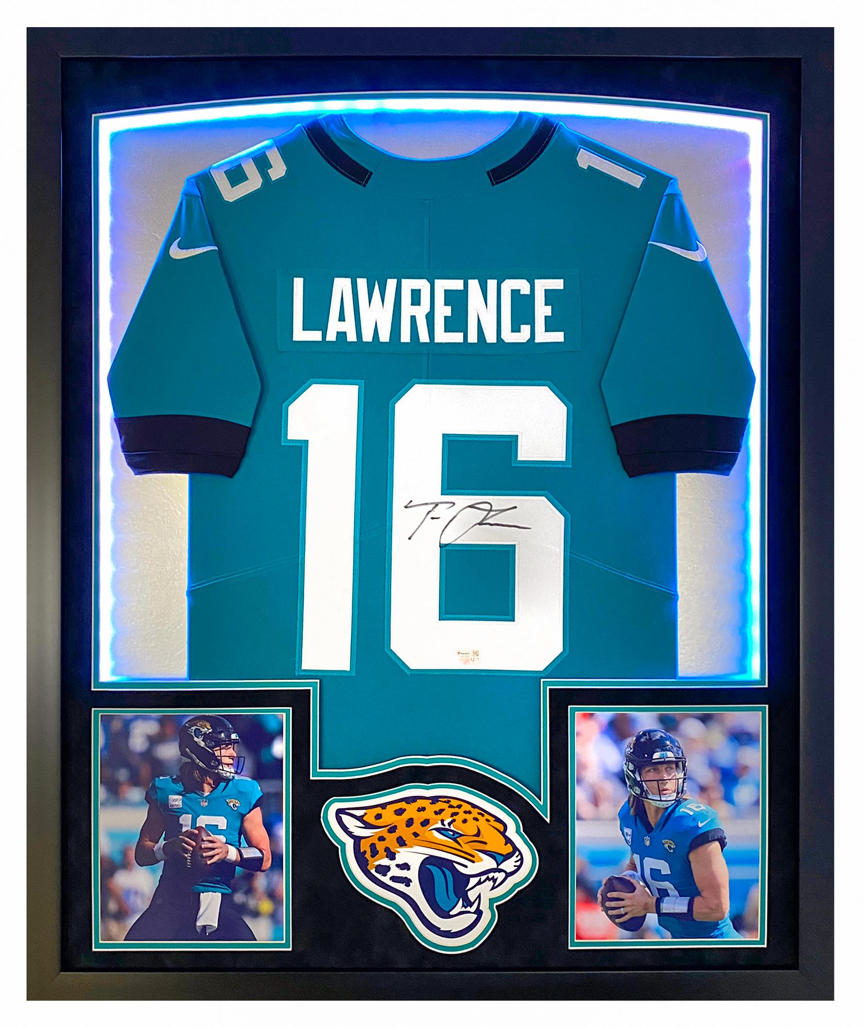 Trevor Lawrence Signed Jaguars Custom Framed LED Jersey Display (Fanatics) at PristineAuction.com Trevor Lawrence Signed Jaguars Custom Framed LED Jersey Display (Fanatics) at PristineAuction.com