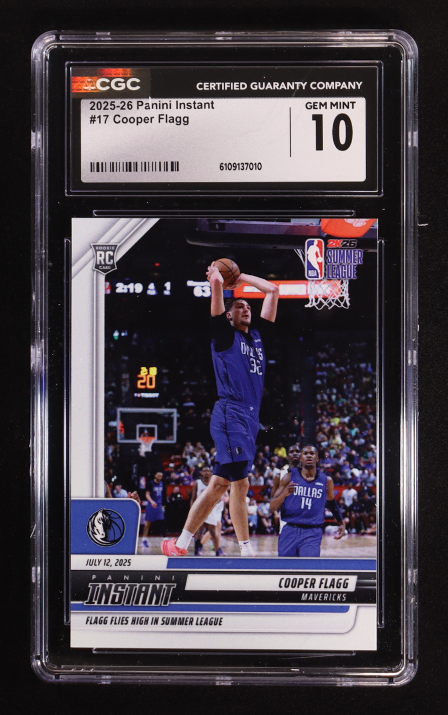 Cooper Flagg 2025-26 Panini Instant #17 RC #1/5310 (CGC 10) at PristineAuction.com Cooper Flagg 2025-26 Panini Instant #17 RC #1/5310 (CGC 10) at PristineAuction.com