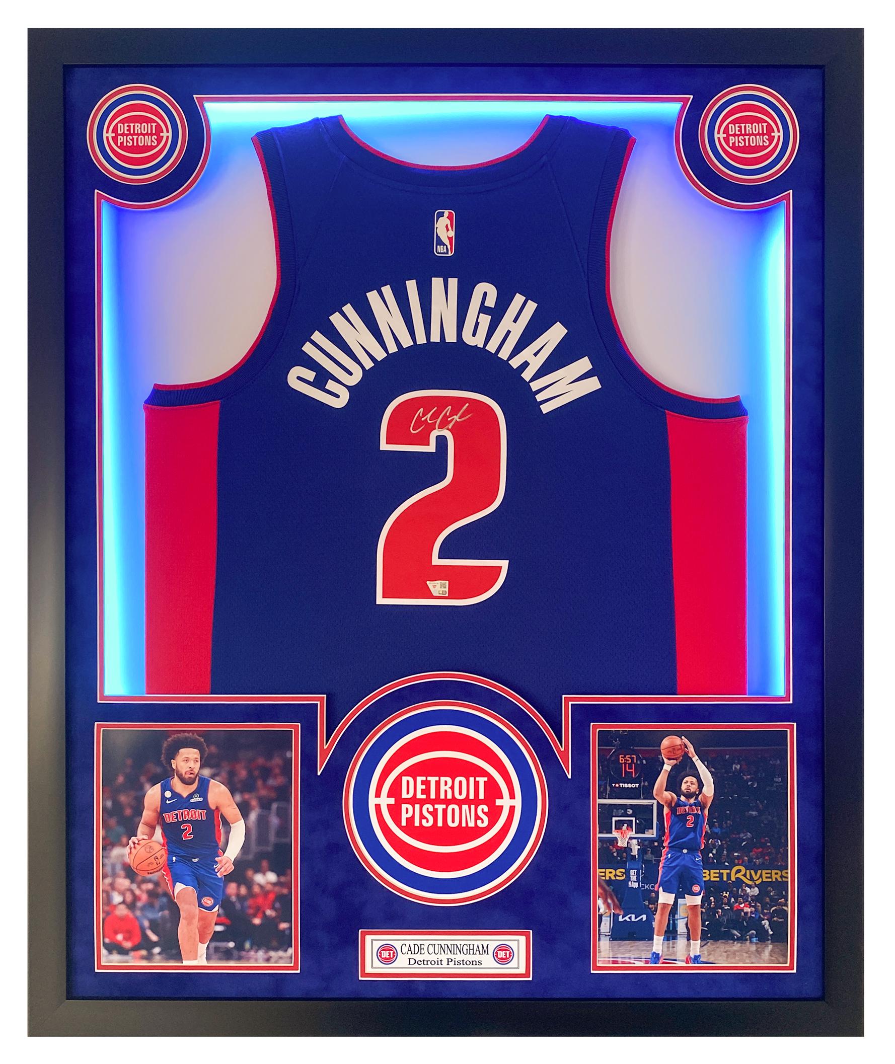 Cade Cunningham Signed Pistons Custom Framed LED Jersey Display (Fanatics) at PristineAuction.com Cade Cunningham Signed Pistons Custom Framed LED Jersey Display (Fanatics) at PristineAuction.com