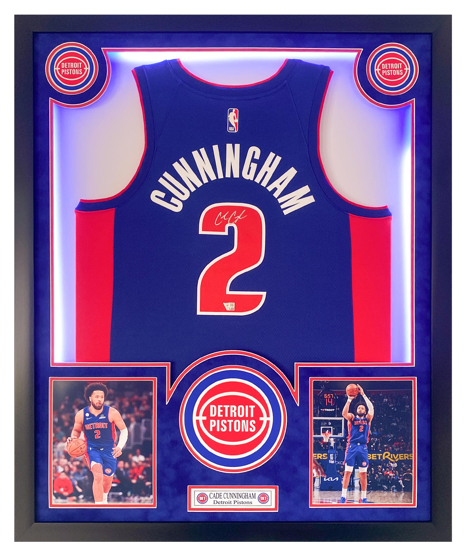 Cade Cunningham Signed Pistons Custom Framed LED Jersey Display (Fanatics) at PristineAuction.com Cade Cunningham Signed Pistons Custom Framed LED Jersey Display (Fanatics) at PristineAuction.com