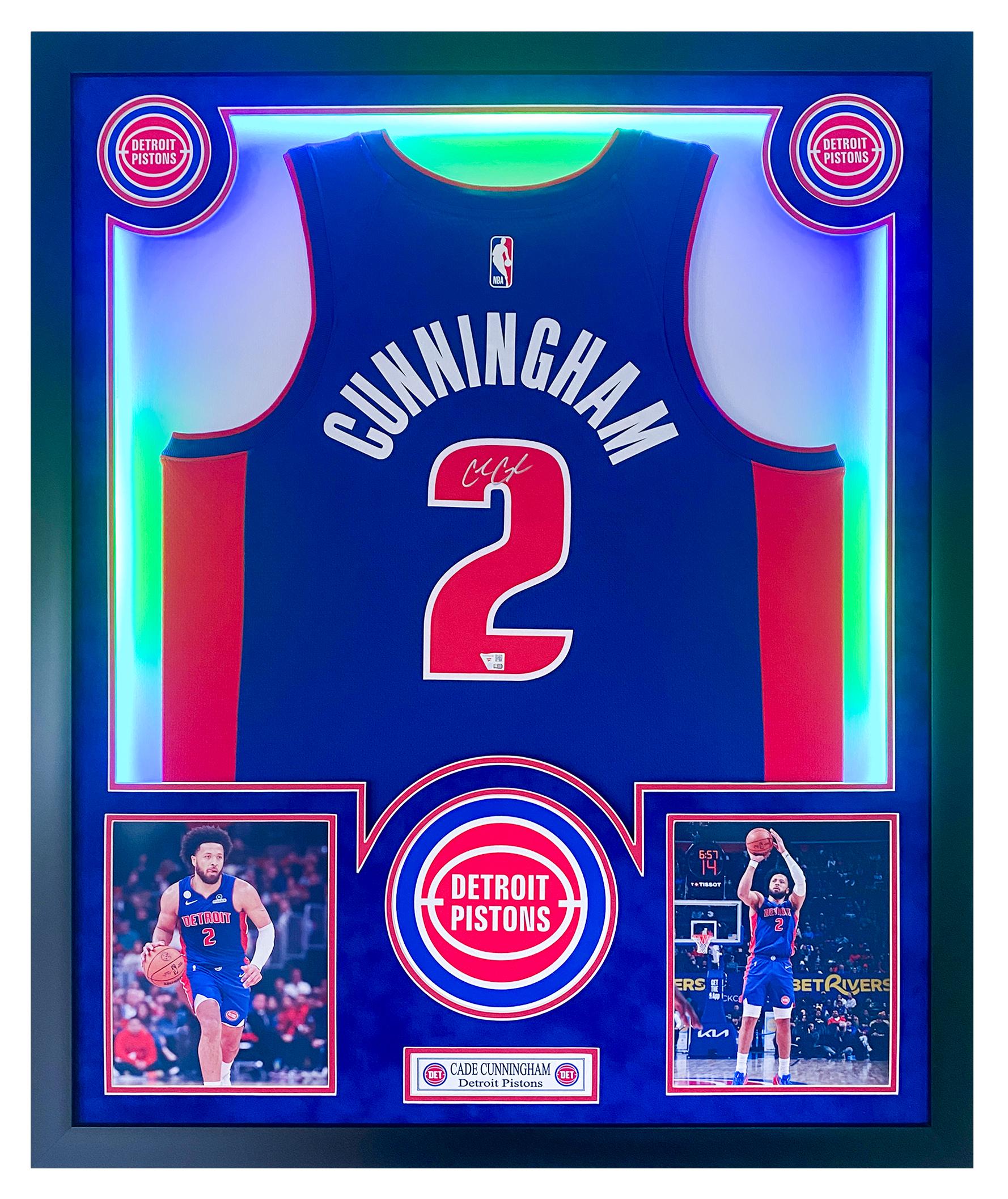 Cade Cunningham Signed Pistons Custom Framed LED Jersey Display (Fanatics) at PristineAuction.com Cade Cunningham Signed Pistons Custom Framed LED Jersey Display (Fanatics) at PristineAuction.com
