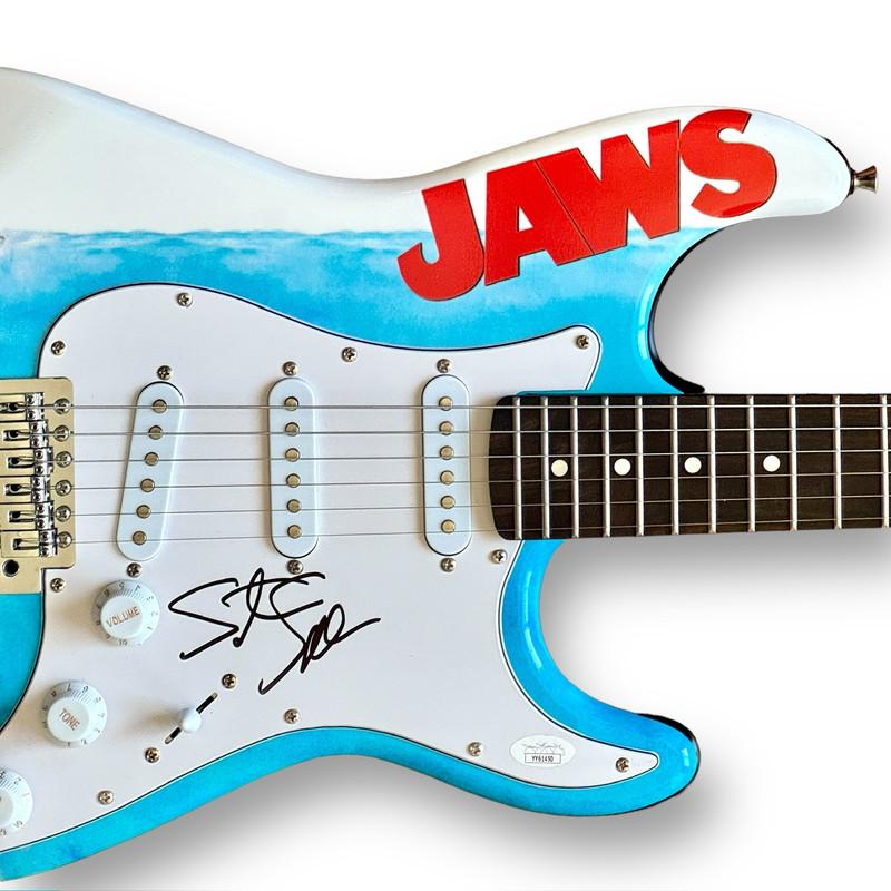 Steven Spielberg Signed "Jaws" Custom Stratocaster Guitar (JSA) at PristineAuction.com Steven Spielberg Signed "Jaws" Custom Stratocaster Guitar (JSA) at PristineAuction.com