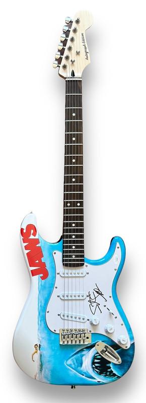 Steven Spielberg Signed "Jaws" Custom Stratocaster Guitar (JSA) at PristineAuction.com Steven Spielberg Signed "Jaws" Custom Stratocaster Guitar (JSA) at PristineAuction.com