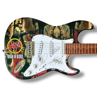 Kerry King, Tom Araya & Dave Lombardo Signed "Slayer" Custom Stratocaster Guitar (JSA) at PristineAuction.com