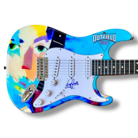 Tony Lewis Signed "The Outfield: Play Deep" Custom Stratocaster Guitar (JSA) at PristineAuction.com