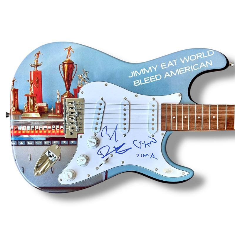 "Jimmy Eat World" Custom Stratocaster Guitar Band-Signed By (4) with Jim Adkins, Tom Linton, Zach Lind & Rick Burch (JSA) at PristineAuction.com "Jimmy Eat World" Custom Stratocaster Guitar Band-Signed By (4) with Jim Adkins, Tom Linton, Zach Lind & Rick Burch (JSA) at PristineAuction.com