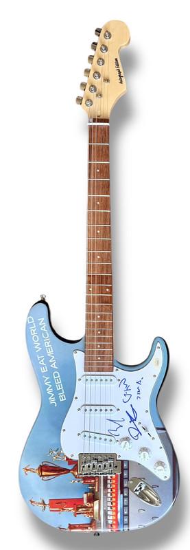 "Jimmy Eat World" Custom Stratocaster Guitar Band-Signed By (4) with Jim Adkins, Tom Linton, Zach Lind & Rick Burch (JSA) at PristineAuction.com "Jimmy Eat World" Custom Stratocaster Guitar Band-Signed By (4) with Jim Adkins, Tom Linton, Zach Lind & Rick Burch (JSA) at PristineAuction.com