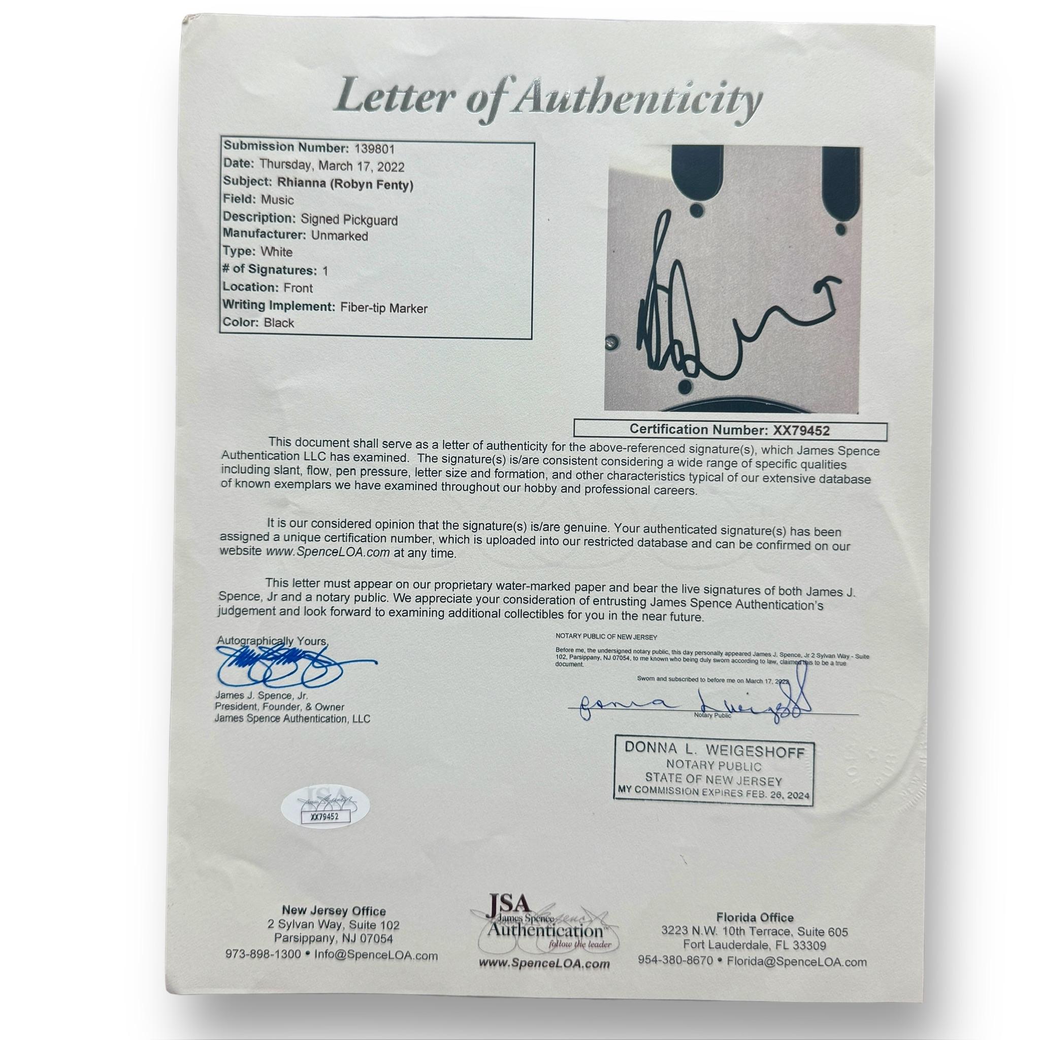 Rihanna Signed Custom Stratocaster Guitar (JSA) at PristineAuction.com Rihanna Signed Custom Stratocaster Guitar (JSA) at PristineAuction.com