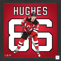 Jack Hughes Devils "Impact Jersey" Custom Framed Photo at PristineAuction.com