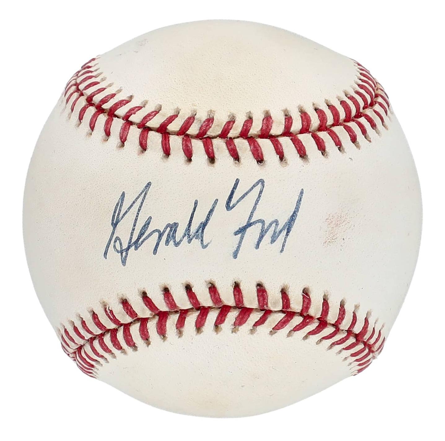 Gerald Ford Signed OAL Baseball (JSA) at PristineAuction.com Gerald Ford Signed OAL Baseball (JSA) at PristineAuction.com