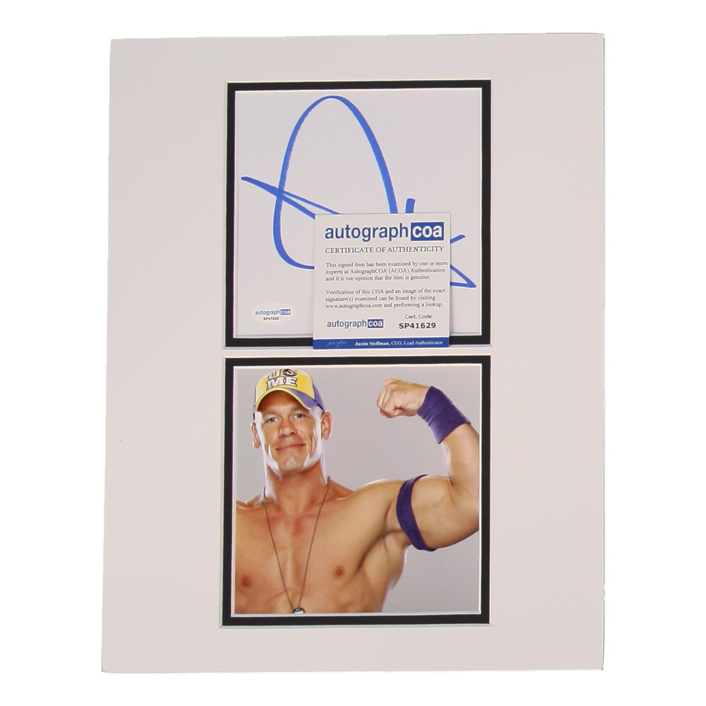 John Cena Signed WWE Custom Matted Cut Display (ACOA) at PristineAuction.com John Cena Signed WWE Custom Matted Cut Display (ACOA) at PristineAuction.com
