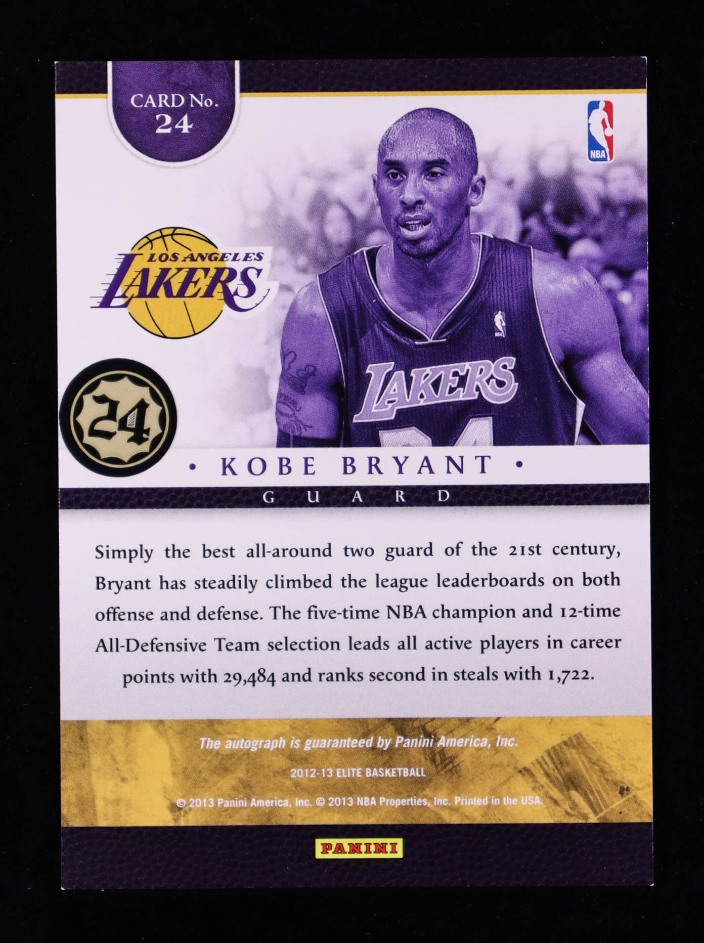 Kobe Bryant 2012-13 Elite All-Time Greats Signatures #24 #19/99 at PristineAuction.com Kobe Bryant 2012-13 Elite All-Time Greats Signatures #24 #19/99 at PristineAuction.com