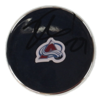Nathan MacKinnon Signed Avalanche Logo Chrome Hockey Puck (JSA) at PristineAuction.com