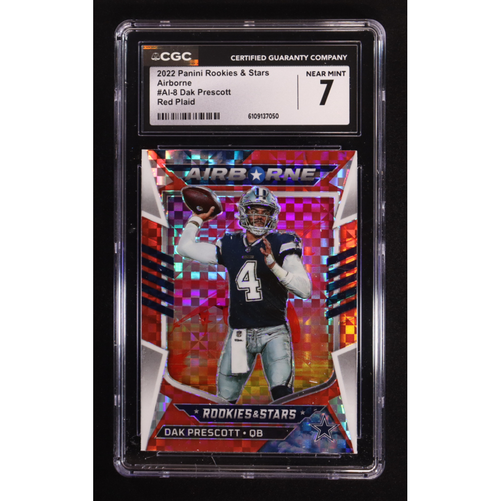 Dak Prescott 2022 Panini Rookies & Stars Airborne Red Plaid #AI-8 (CGC 7) at PristineAuction.com